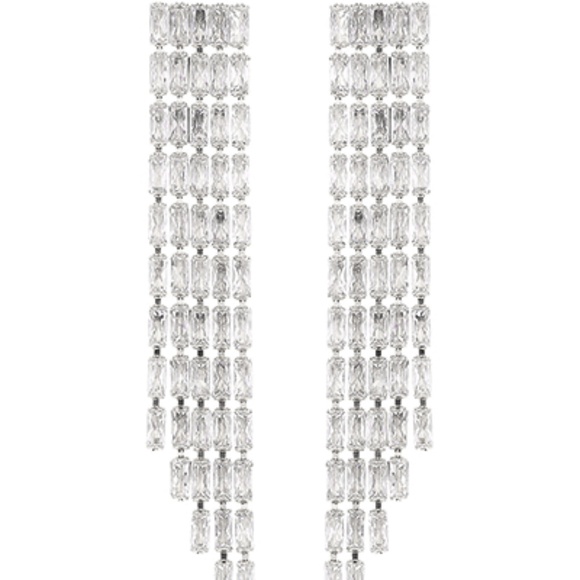 5 Line Baguette Drop Earrings - Picture 2 of 2